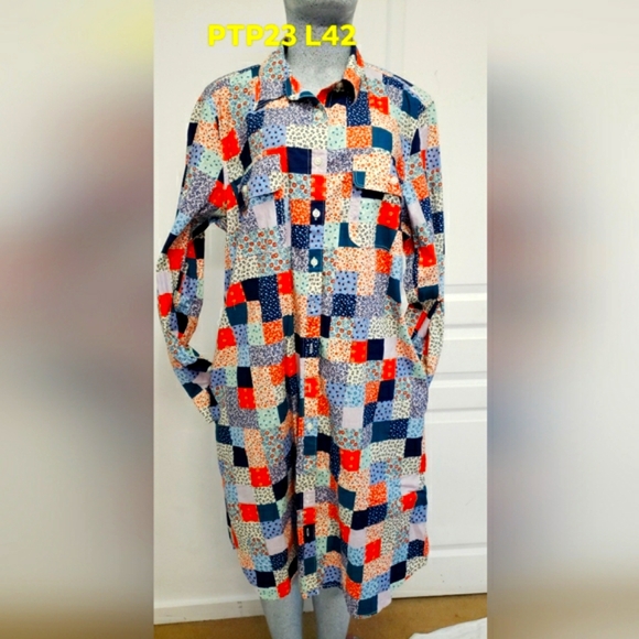 XL Lands' End Long-Sleeve Shirt Dress - Picture 7 of 10